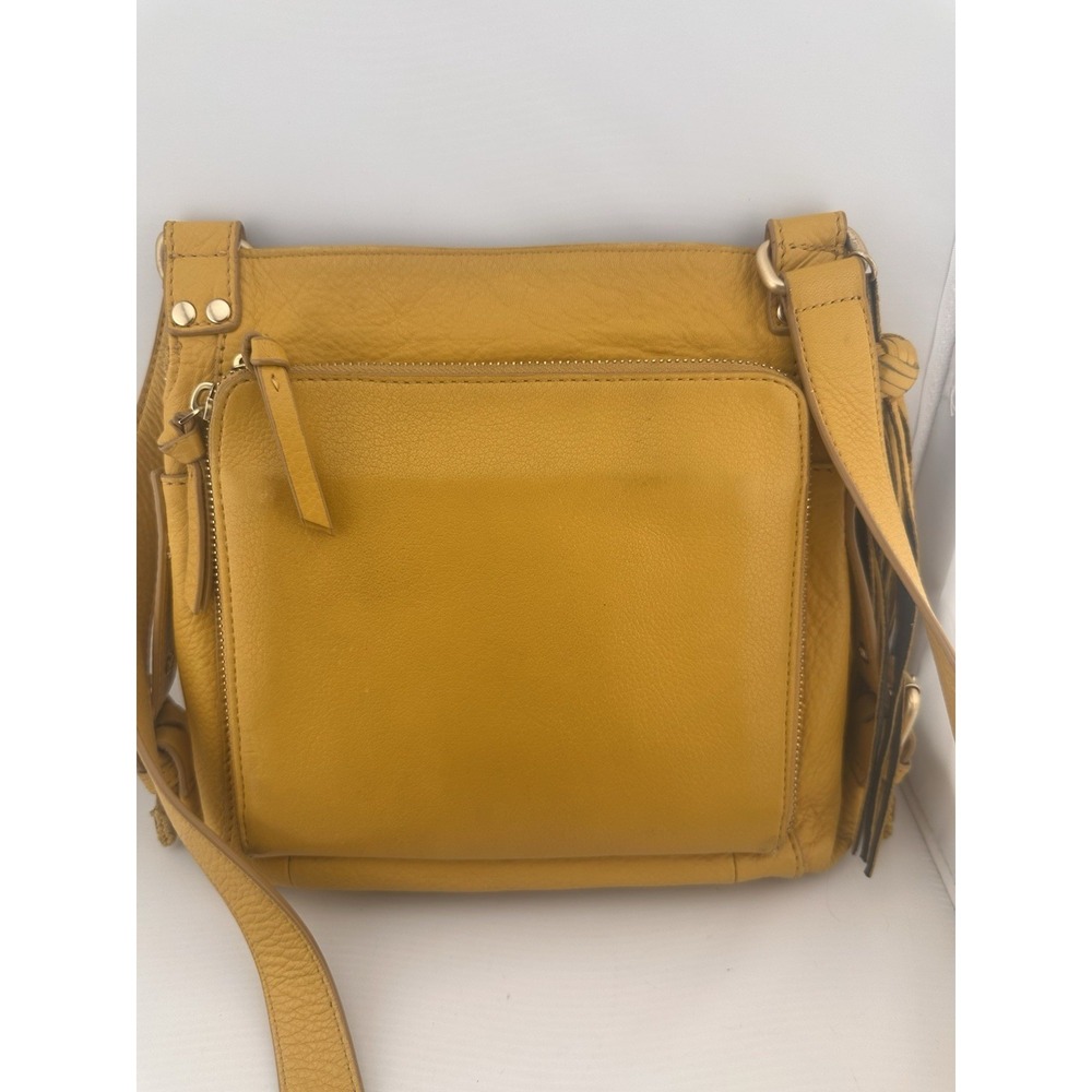 Diane Von Furstenberg DVF Yellow Leather Crossbody Purse Tassel Travel Colorful - Picture 4 of 9